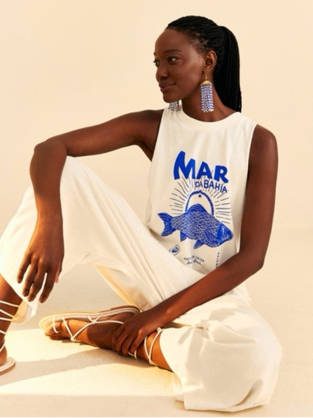 Farm Rio White Mar Da Bahia Organic Cotton Jumpsuit - Picture 2 of 12